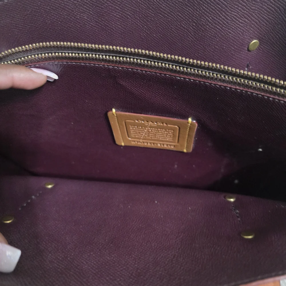 Coach Charlie Tan/Brown Signature Canvas Tote with Saddle Leather Trim - Picture 4 of 4